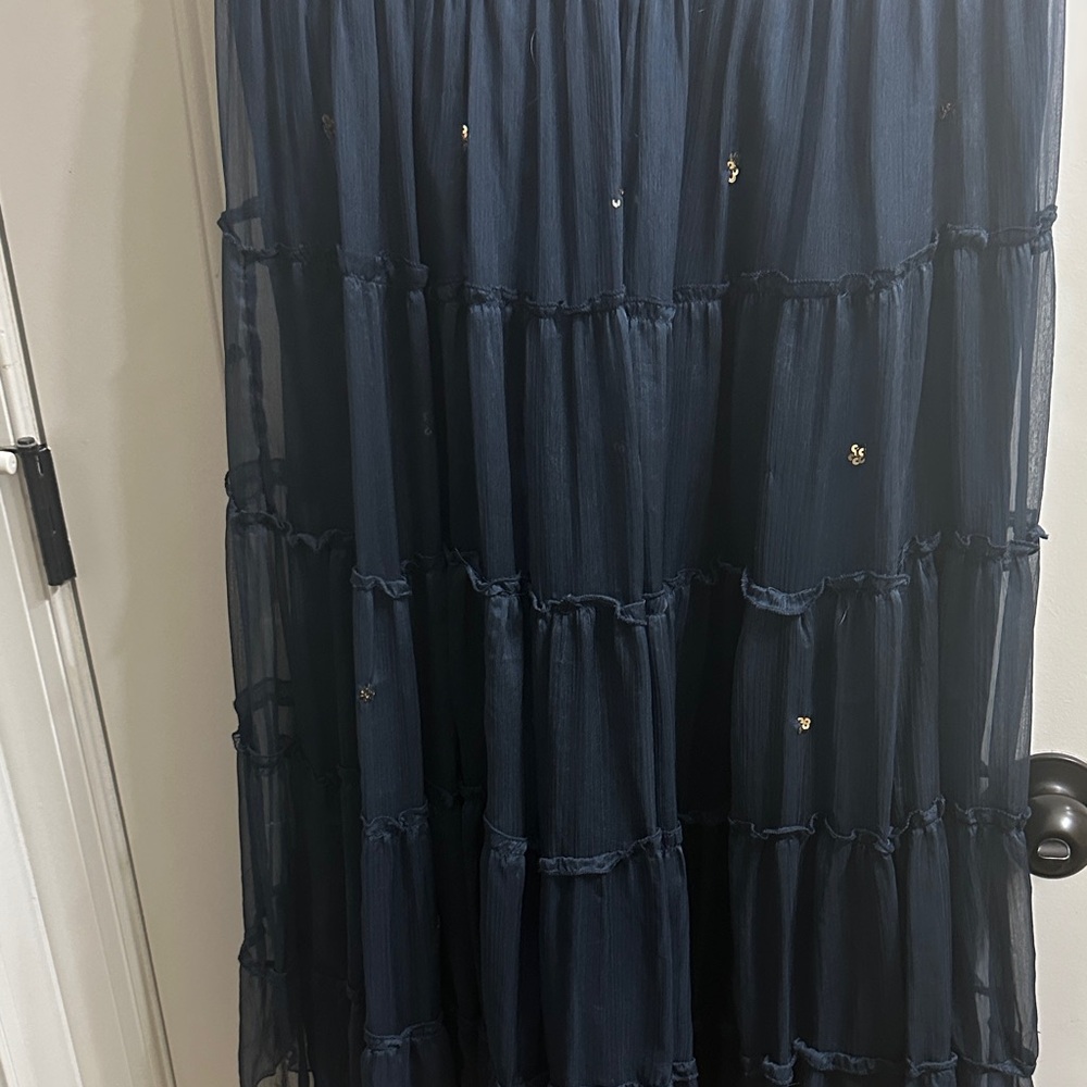Earthbound Traders Co Navy Blue & Silver Beaded Maxi Skirt - Picture 5 of 7